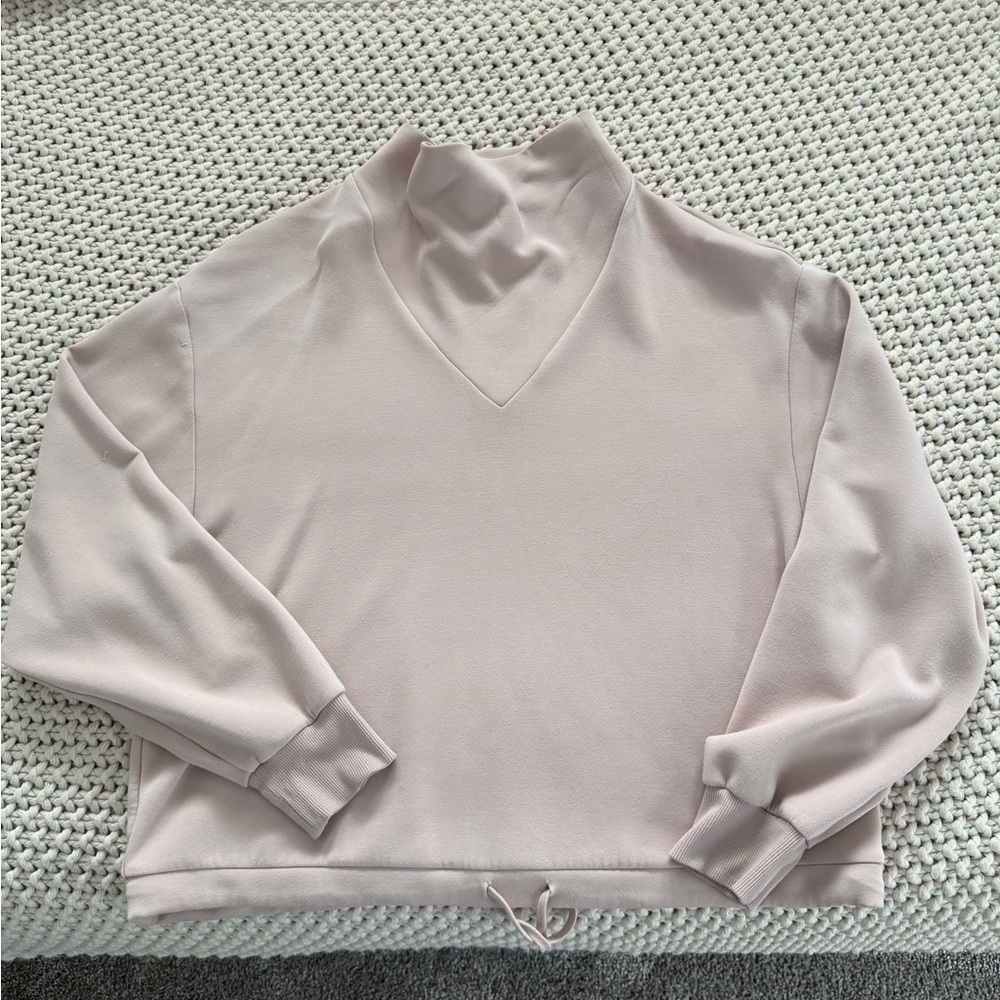 Varley Light Blush V-Neck Mock Collar Pullover Sweater